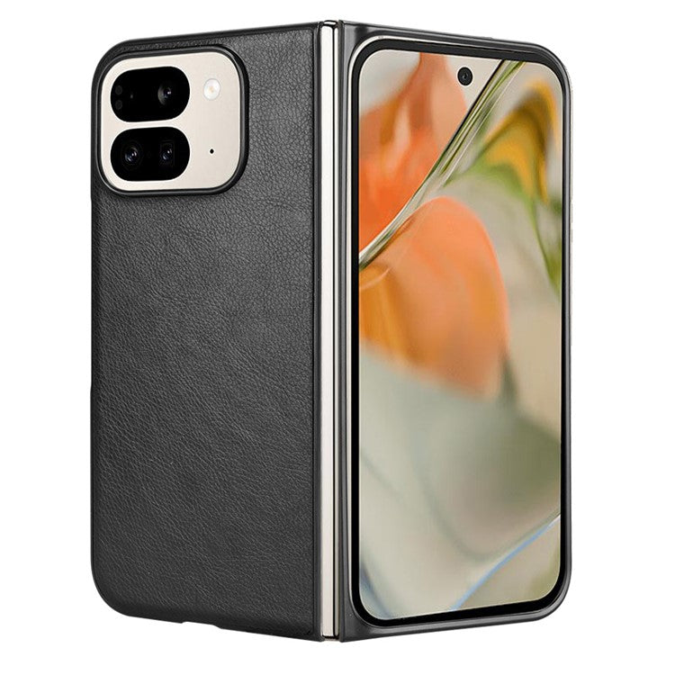 For Google Pixel 9 Pro Fold 5G Case Litchi Texture PU Leather + PC Phone Cover - Black