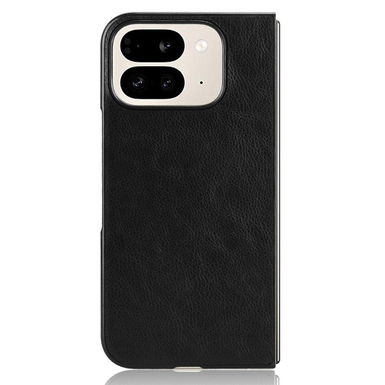 For Google Pixel 9 Pro Fold 5G Case Litchi Texture PU Leather + PC Phone Cover - Black