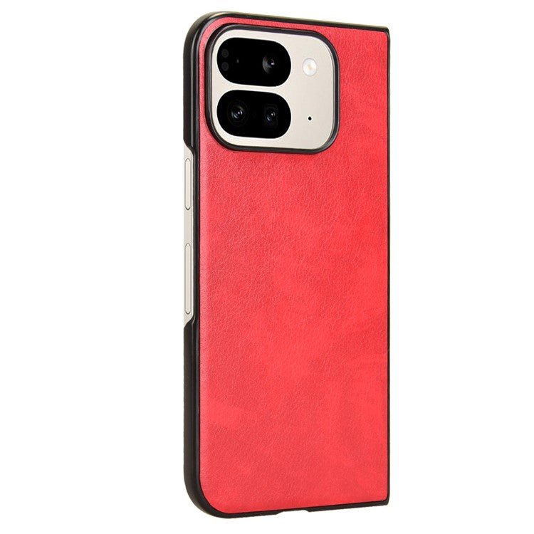 For Google Pixel 9 Pro Fold 5G Case Litchi Texture PU Leather + PC Phone Cover - Red