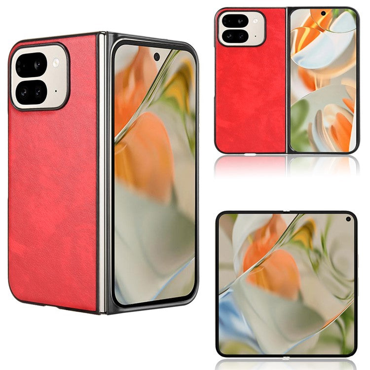 For Google Pixel 9 Pro Fold 5G Case Litchi Texture PU Leather + PC Phone Cover - Red