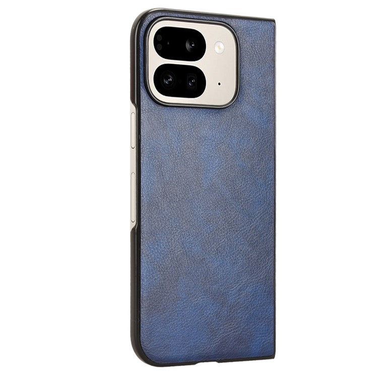 For Google Pixel 9 Pro Fold 5G Case Litchi Texture PU Leather + PC Phone Cover - Blue
