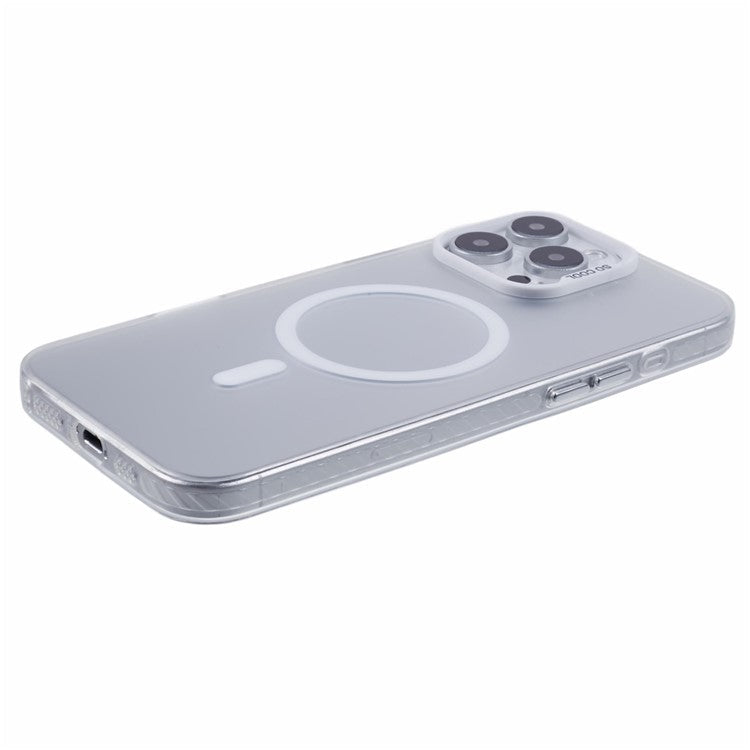 For iPhone 16 Pro Case Compatible with MagSafe Laser Effect TPU+Acrylic Phone Cover - White