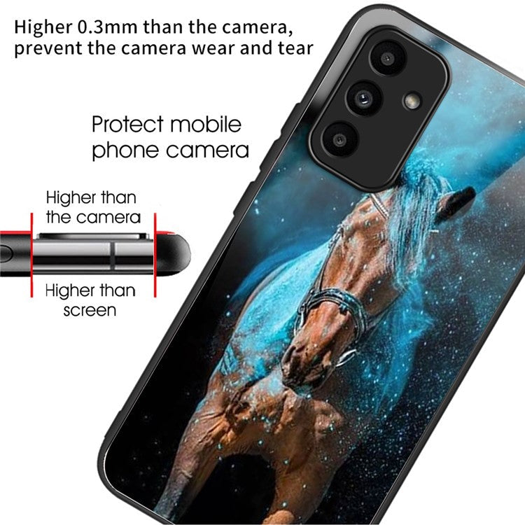For Samsung Galaxy A15 4G / 5G Case Tempered Glass TPU Drop-Proof Phone Cover Pattern Printing - Style H