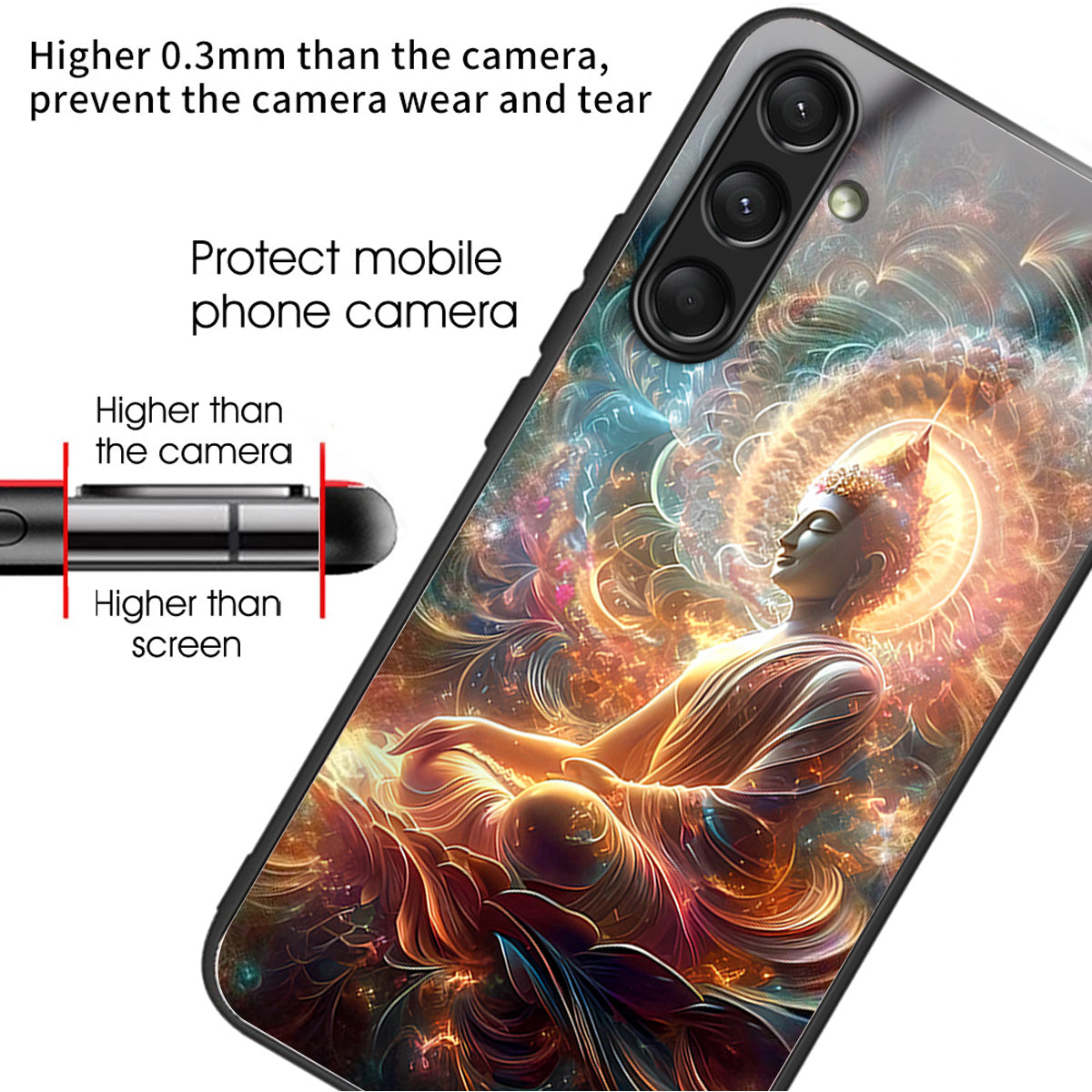 For Samsung Galaxy A16 5G / A16 4G Case Tempered Glass TPU Drop-Proof Phone Cover Pattern Printing - Style I