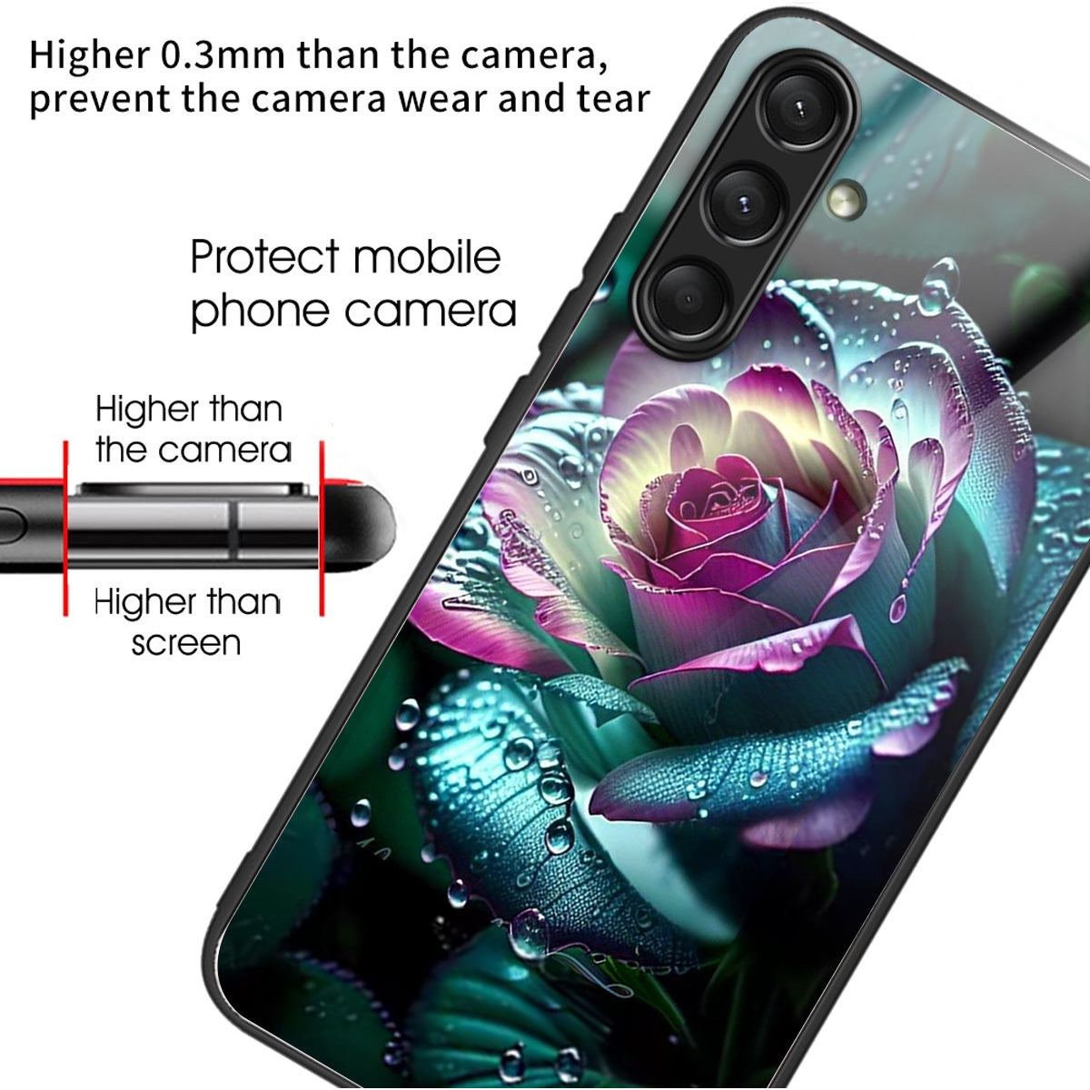 For Samsung Galaxy A16 5G / A16 4G Case Tempered Glass TPU Drop-Proof Phone Cover Pattern Printing - Style J
