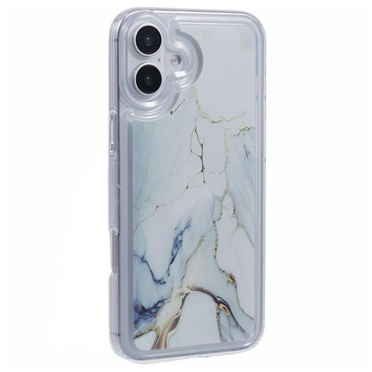 For iPhone 16 Plus Case Marble Pattern Airbag Drop Protection TPU Phone Cover - MR2