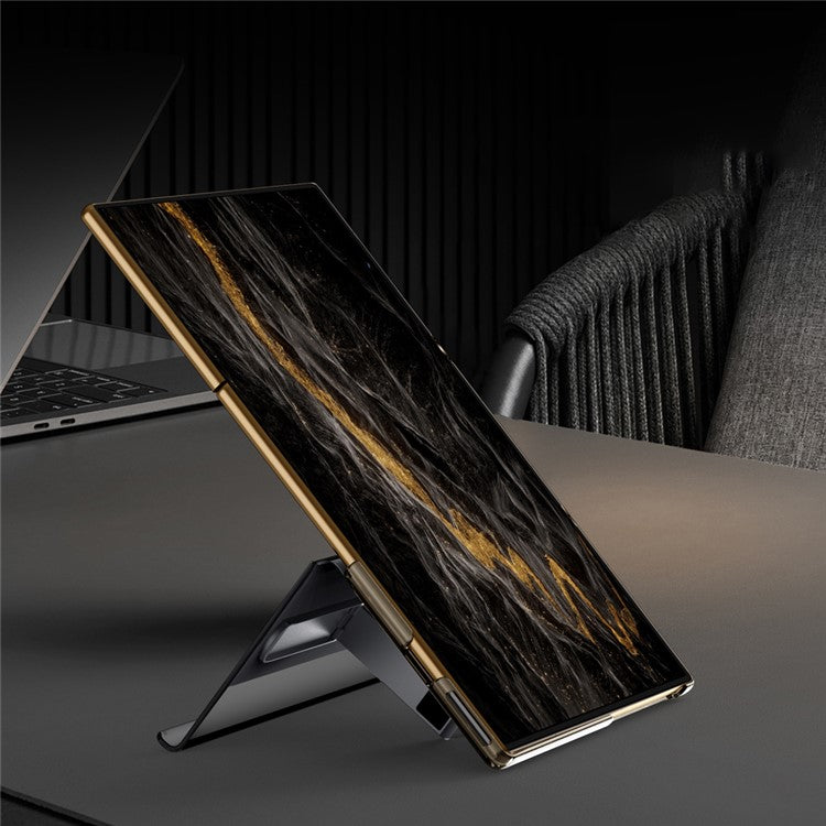 For Huawei Mate XT Ultimate Case Kickstand View Window Genuine Cow Leather+PC Phone Cover - Red