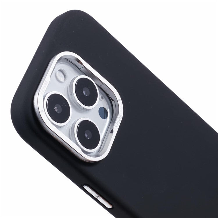 X-LEVEL For iPhone 16 Pro Case Compatible with MagSafe Lens Kickstand Liquid Silicone Soft Phone Cover - Black