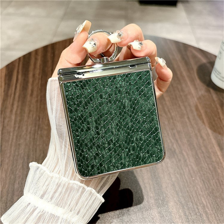 For Huawei nova Flip 5G Case Fish Scale Texture Ring Holder PC Rhinestone Phone Cover - Green
