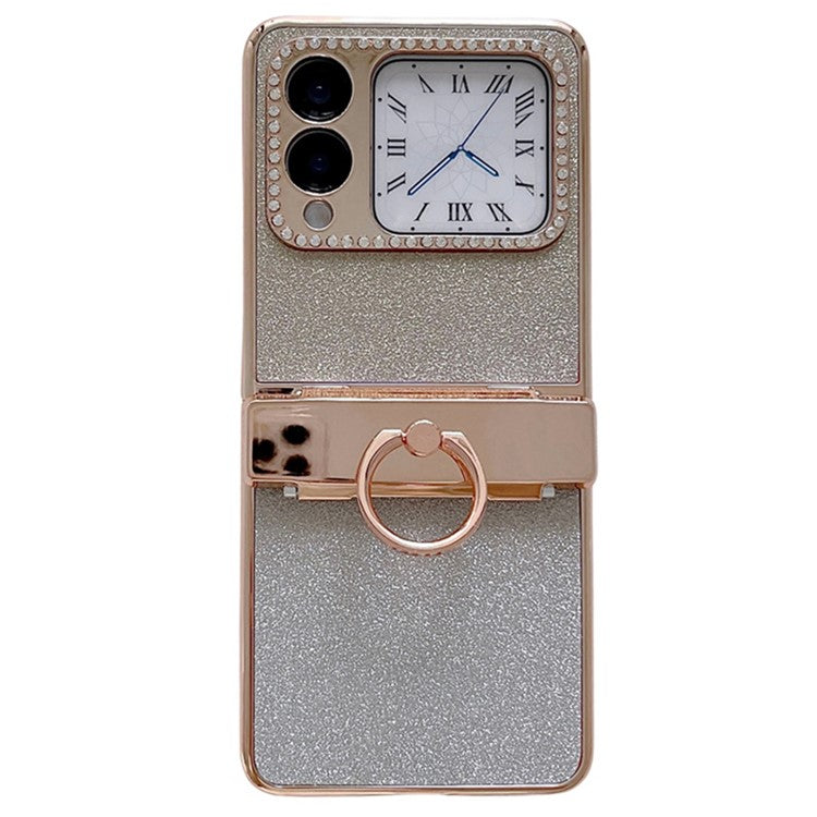 For Huawei nova Flip 5G Case Glitter Design Rhinestone Decor Hard PC Phone Cover - Black