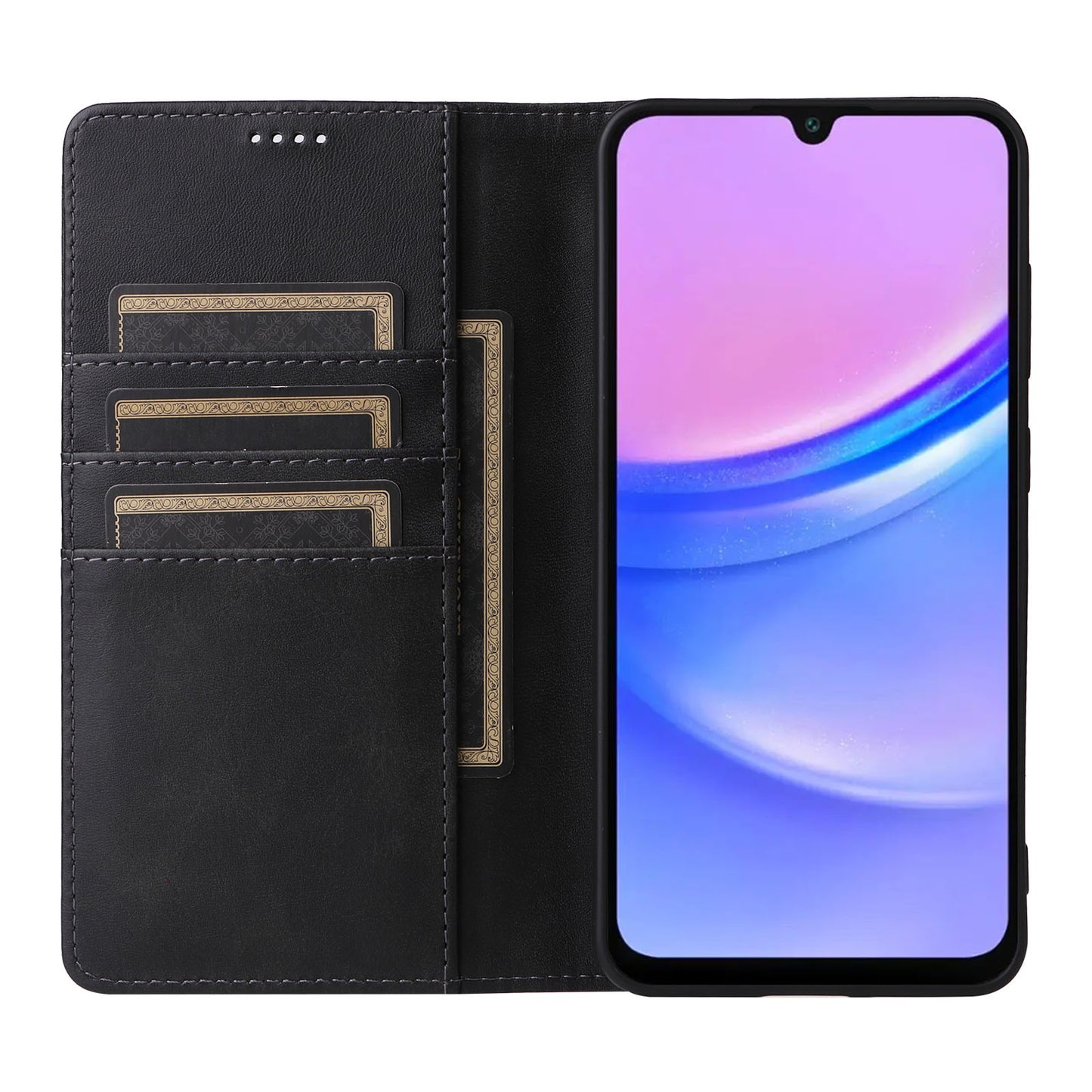 For Samsung Galaxy A16 5G / A16 4G Case RFID Blocking PU Leather Phone Wallet Cover - Black