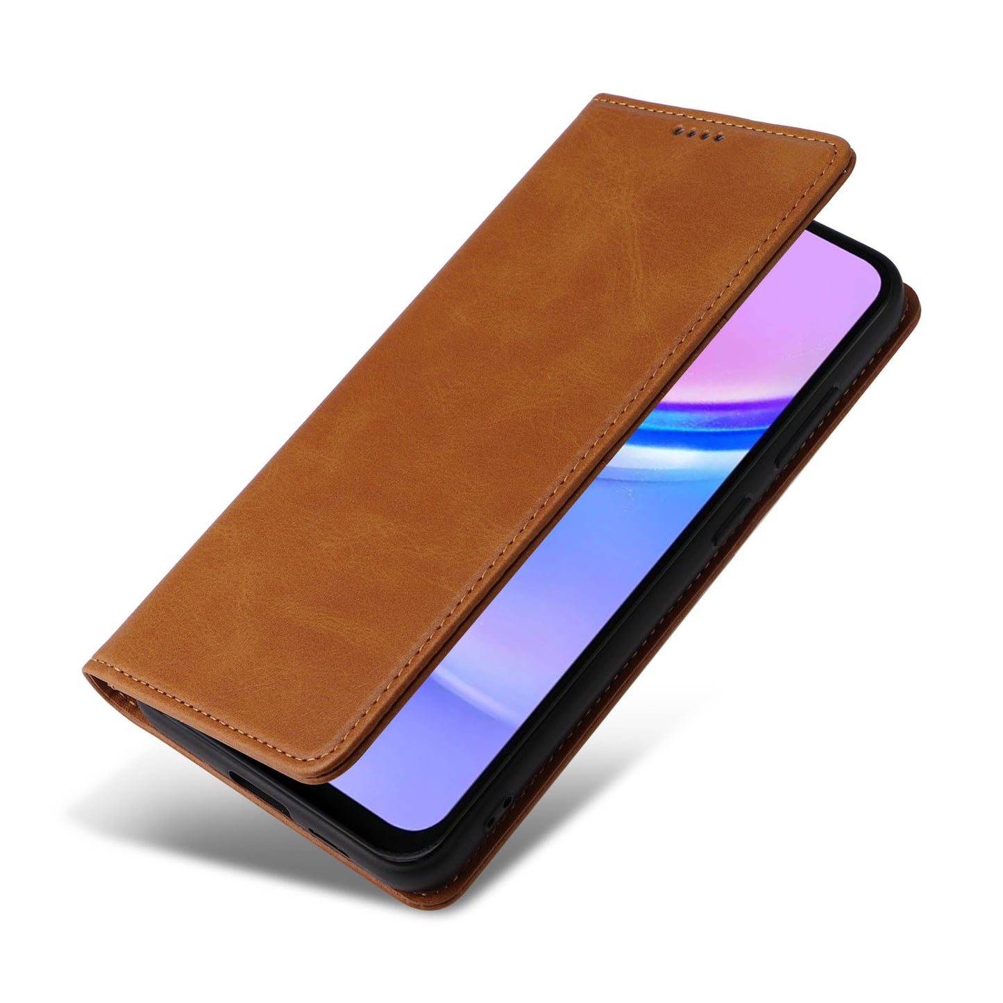 For Samsung Galaxy A16 5G / A16 4G Case RFID Blocking PU Leather Phone Wallet Cover - Brown