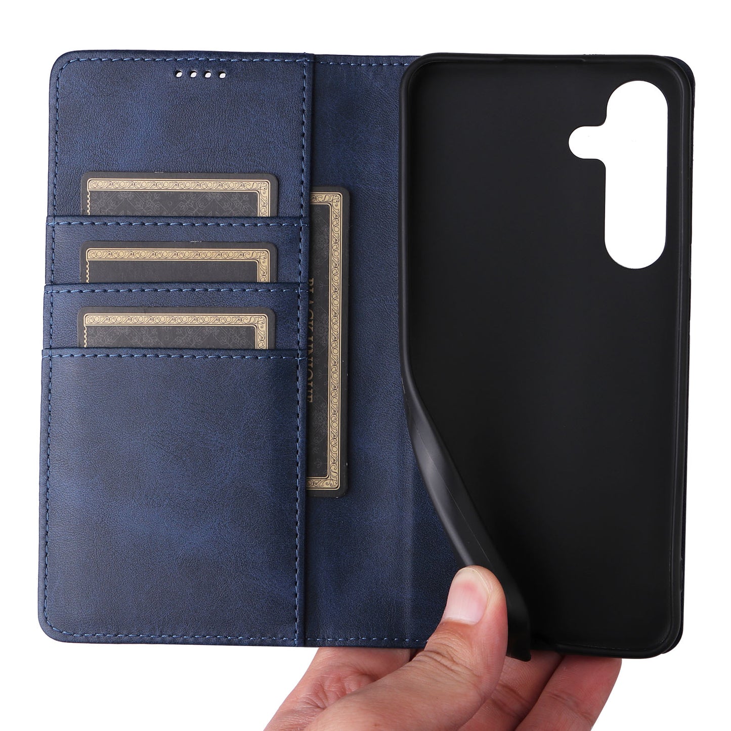 For Samsung Galaxy A16 5G / A16 4G Case RFID Blocking PU Leather Phone Wallet Cover - Blue