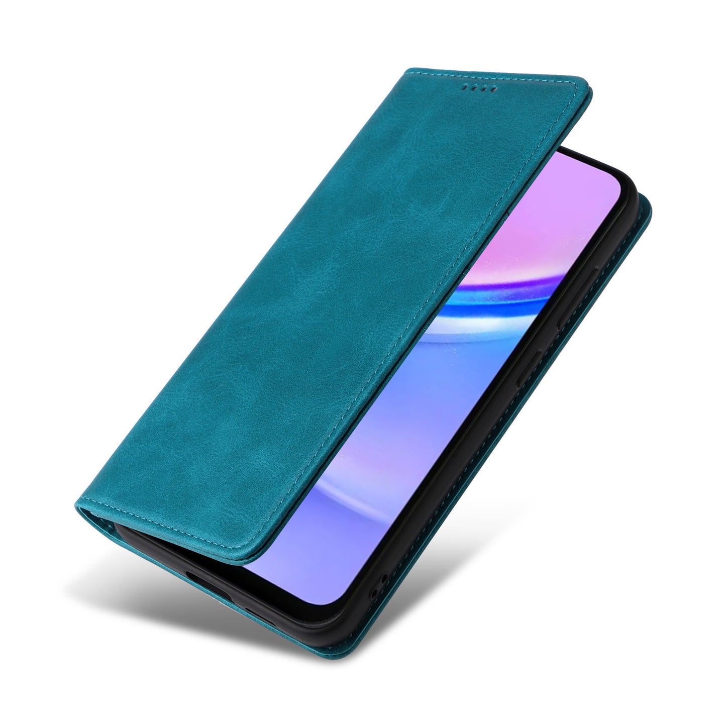 For Samsung Galaxy A16 5G / A16 4G Case RFID Blocking PU Leather Phone Wallet Cover - Peacock Blue