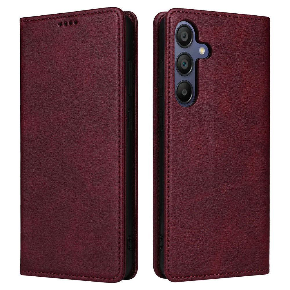 For Samsung Galaxy A16 5G / A16 4G Case RFID Blocking PU Leather Phone Wallet Cover - Wine Red