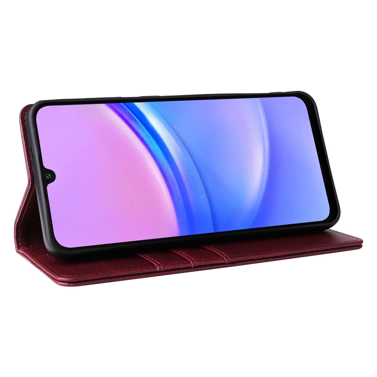 For Samsung Galaxy A16 5G / A16 4G Case RFID Blocking PU Leather Phone Wallet Cover - Wine Red