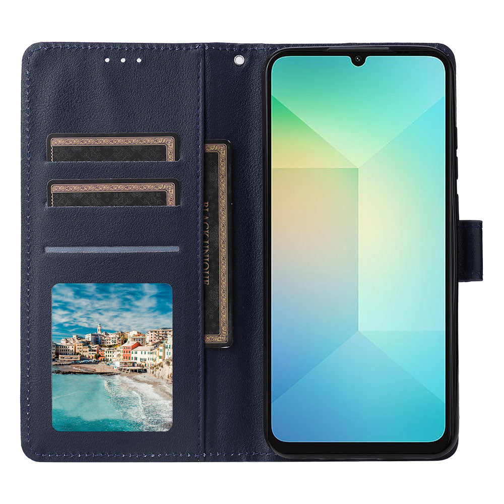 For Samsung Galaxy A06 Case Wallet Stand View PU Leather Phone Cover - Blue
