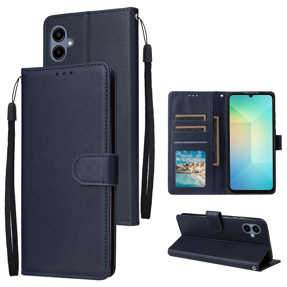 For Samsung Galaxy A06 Case Wallet Stand View PU Leather Phone Cover - Blue
