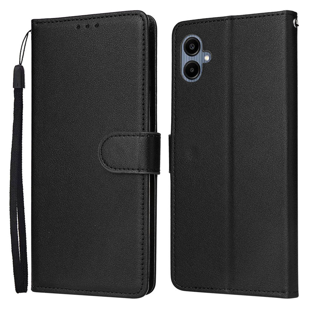 For Samsung Galaxy A06 Case Wallet Stand View PU Leather Phone Cover - Black