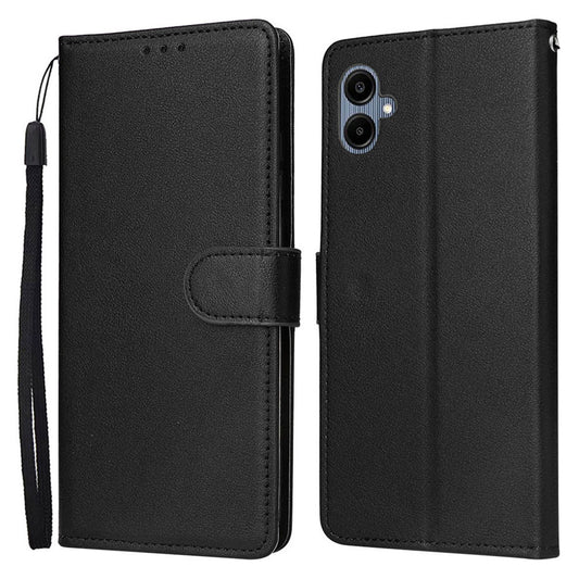 For Samsung Galaxy A06 Case Wallet Stand View PU Leather Phone Cover - Black