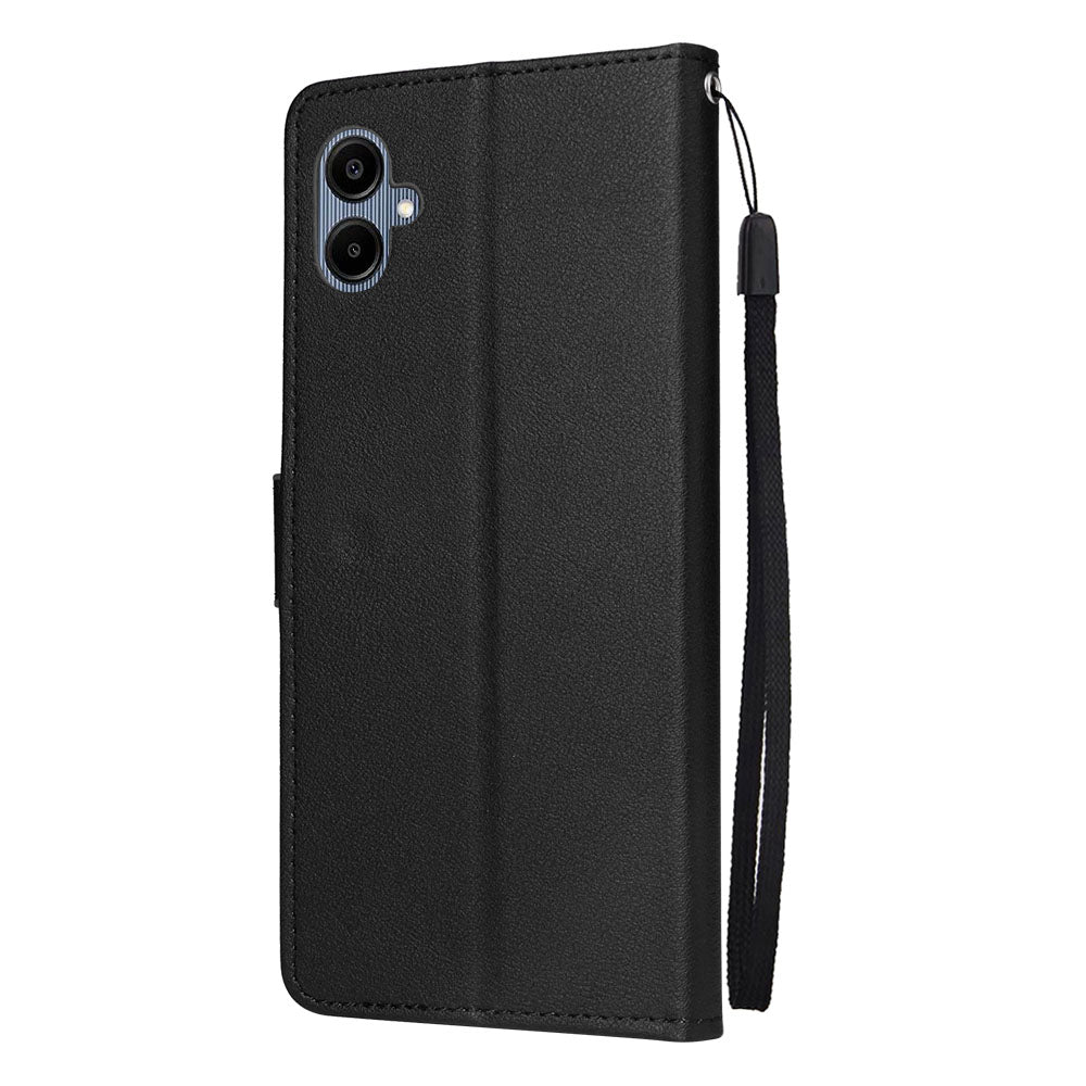 For Samsung Galaxy A06 Case Wallet Stand View PU Leather Phone Cover - Black