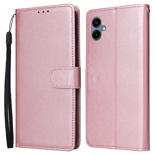 For Samsung Galaxy A06 Case Wallet Stand View PU Leather Phone Cover - Rose Gold