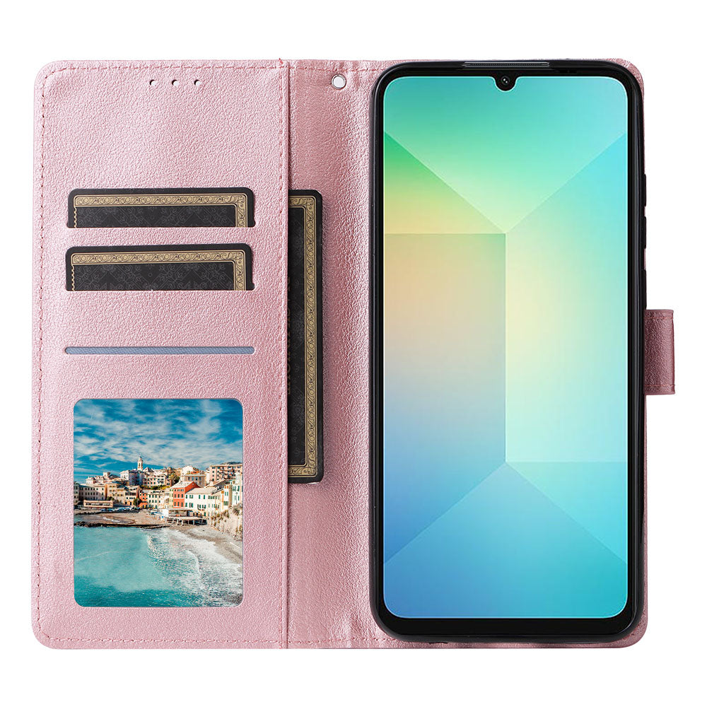 For Samsung Galaxy A06 Case Wallet Stand View PU Leather Phone Cover - Rose Gold