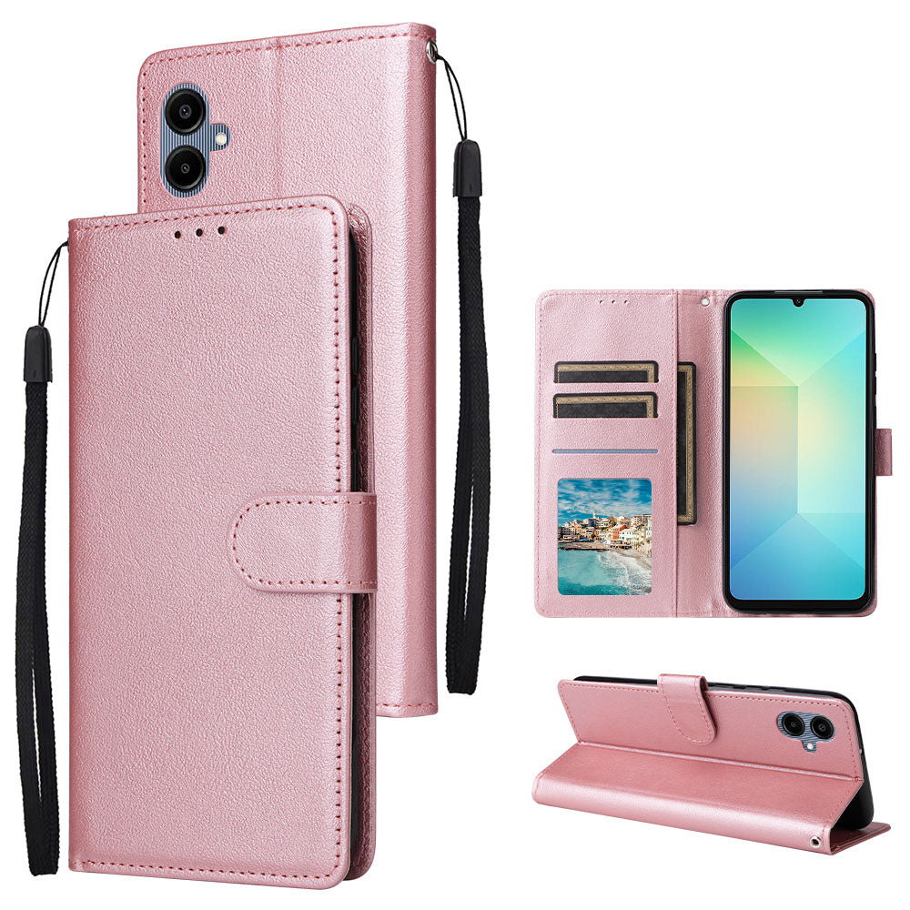 For Samsung Galaxy A06 Case Wallet Stand View PU Leather Phone Cover - Rose Gold
