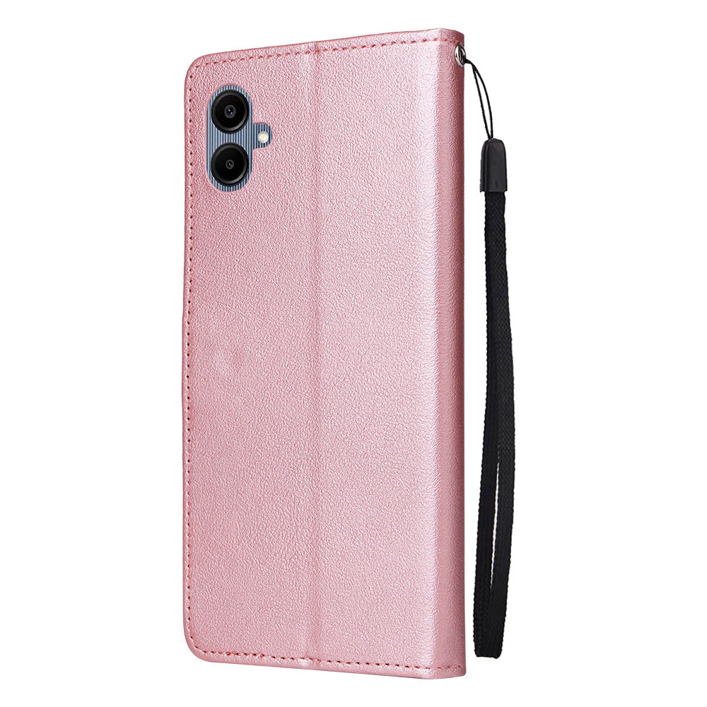 For Samsung Galaxy A06 Case Wallet Stand View PU Leather Phone Cover - Rose Gold
