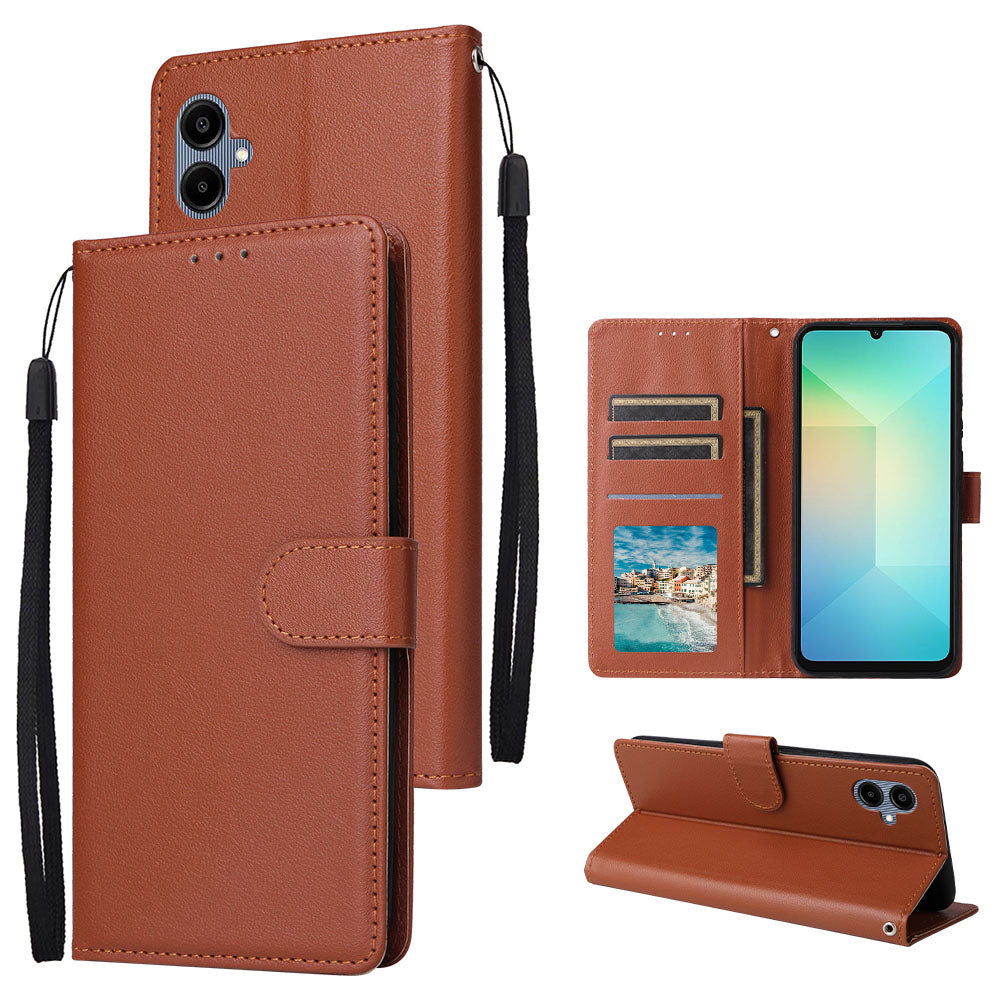 For Samsung Galaxy A06 Case Wallet Stand View PU Leather Phone Cover - Brown