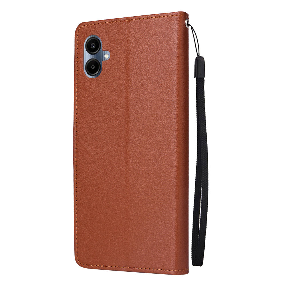 For Samsung Galaxy A06 Case Wallet Stand View PU Leather Phone Cover - Brown