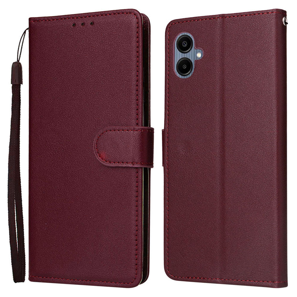 For Samsung Galaxy A06 Case Wallet Stand View PU Leather Phone Cover - Wine Red