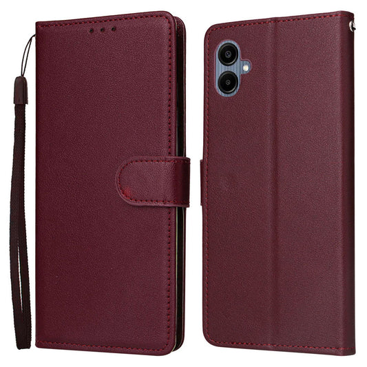 For Samsung Galaxy A06 Case Wallet Stand View PU Leather Phone Cover - Wine Red