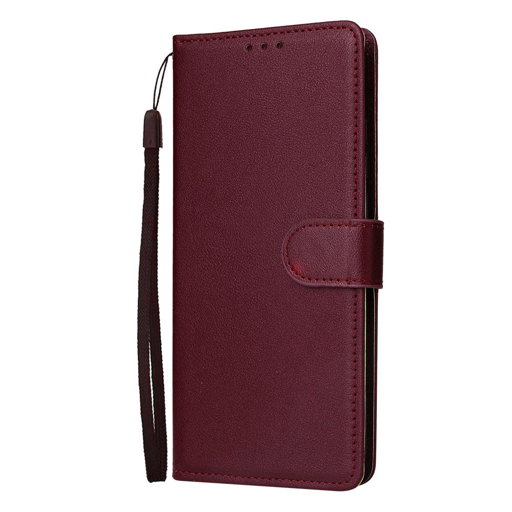 For Samsung Galaxy A06 Case Wallet Stand View PU Leather Phone Cover - Wine Red