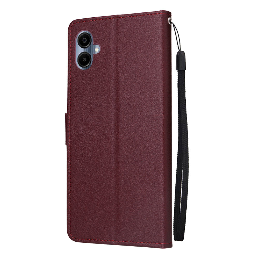 For Samsung Galaxy A06 Case Wallet Stand View PU Leather Phone Cover - Wine Red