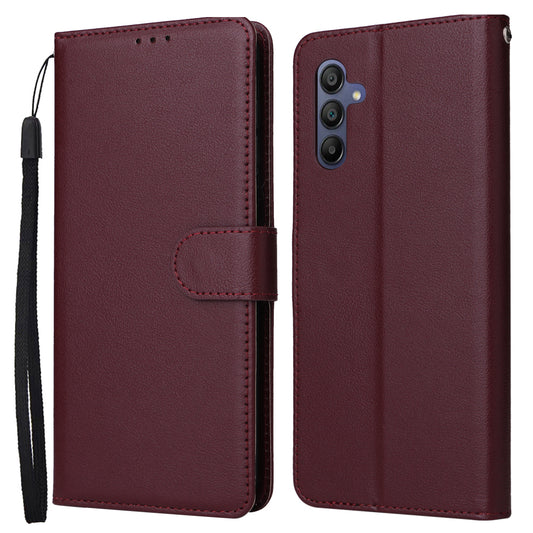 For Samsung Galaxy A16 5G / A16 4G Case Wallet Stand View PU Leather Phone Cover - Wine Red