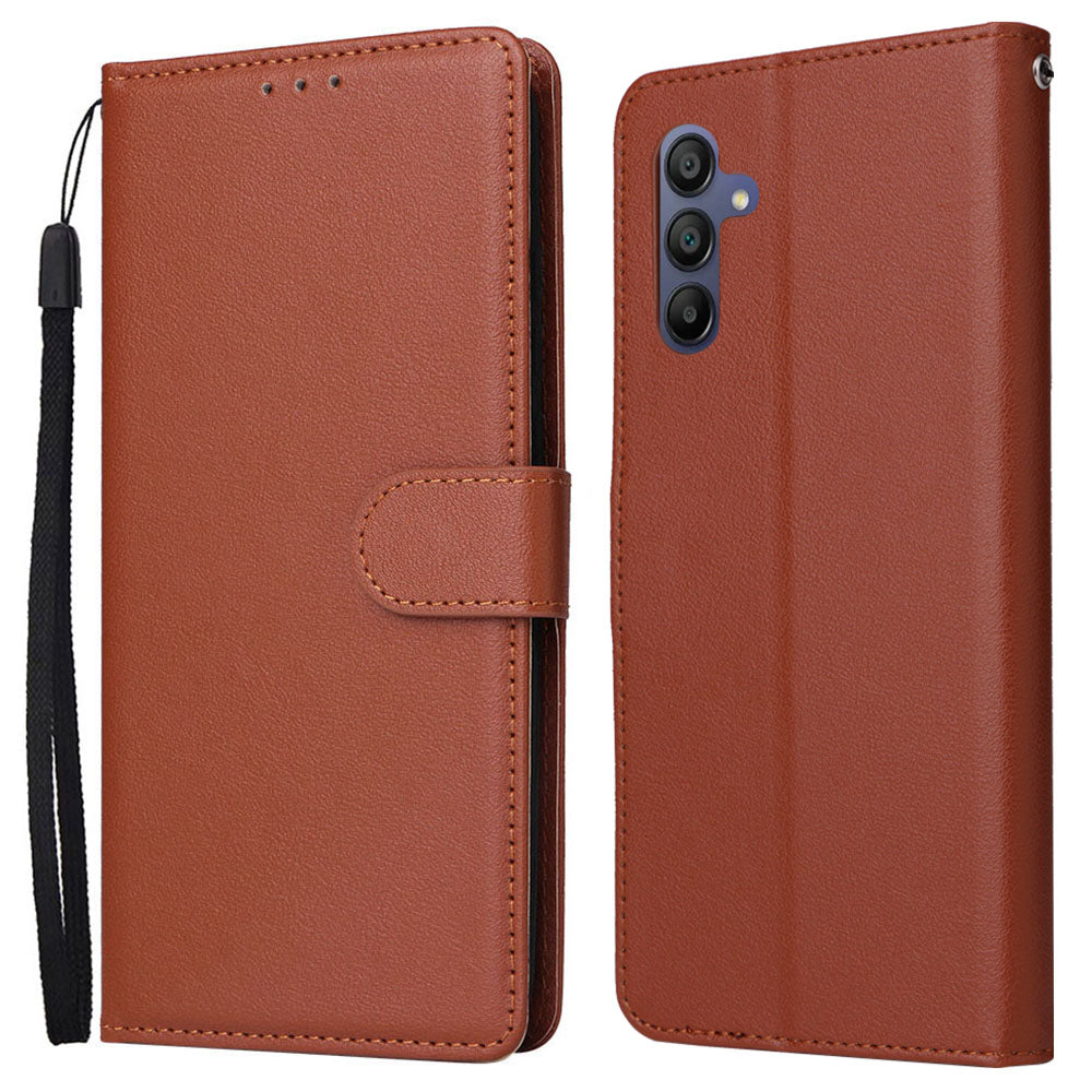 For Samsung Galaxy A16 5G / A16 4G Case Wallet Stand View PU Leather Phone Cover - Brown