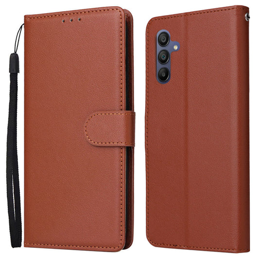 For Samsung Galaxy A16 5G / A16 4G Case Wallet Stand View PU Leather Phone Cover - Brown