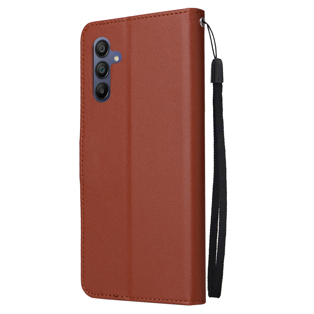 For Samsung Galaxy A16 5G / A16 4G Case Wallet Stand View PU Leather Phone Cover - Brown