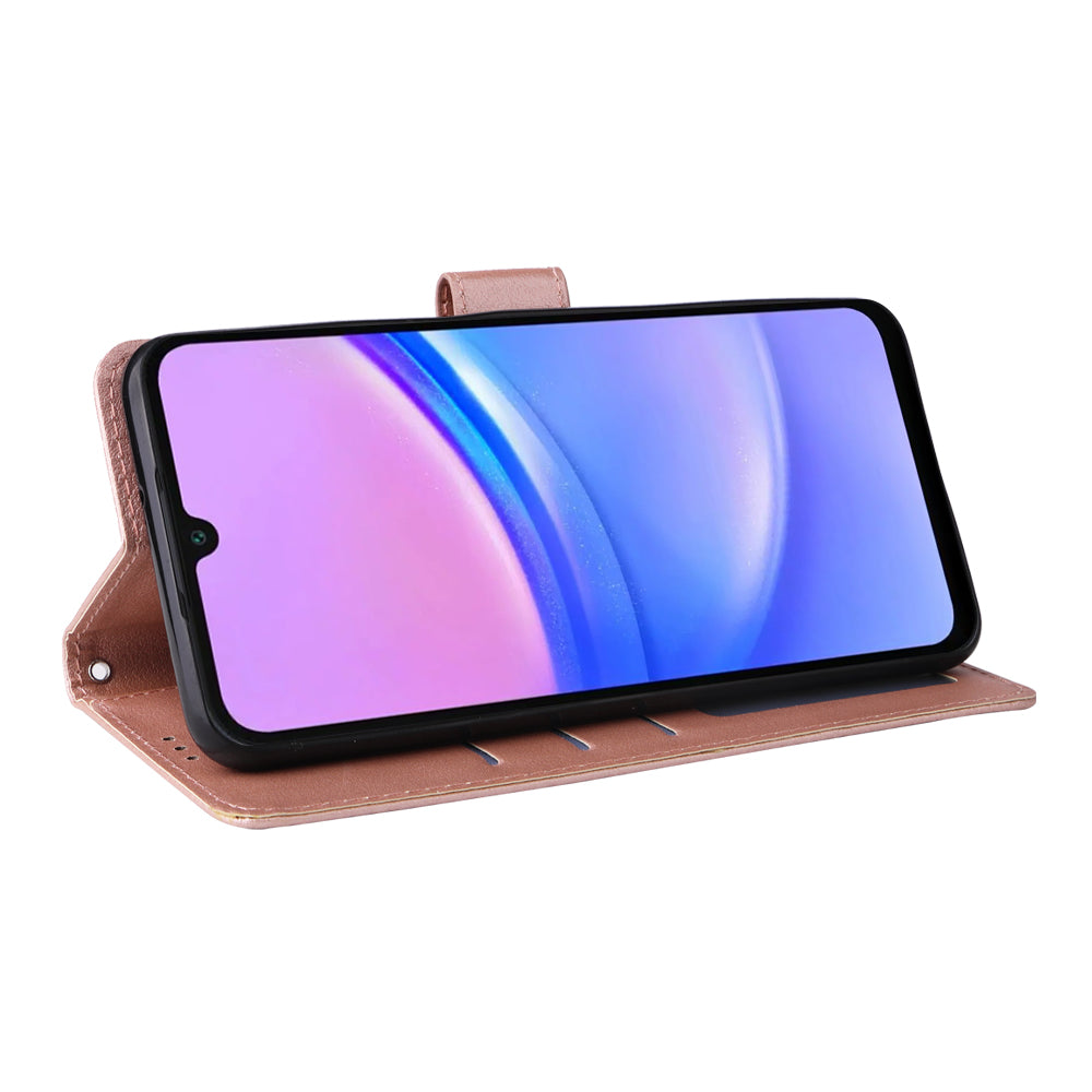 For Samsung Galaxy A16 5G / A16 4G Case Wallet Stand View PU Leather Phone Cover - Rose Gold