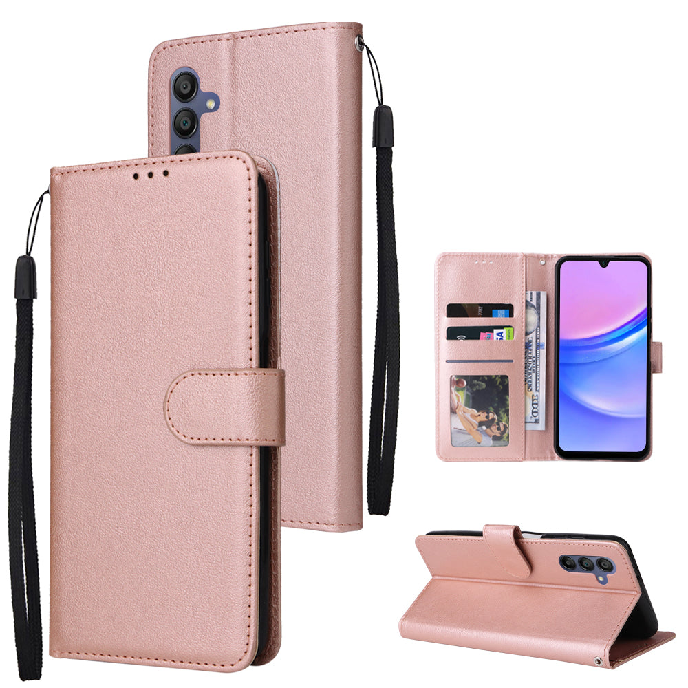 For Samsung Galaxy A16 5G / A16 4G Case Wallet Stand View PU Leather Phone Cover - Rose Gold