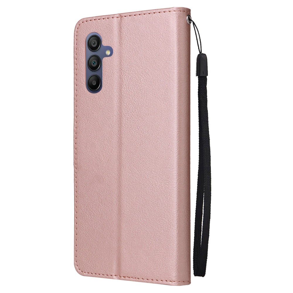 For Samsung Galaxy A16 5G / A16 4G Case Wallet Stand View PU Leather Phone Cover - Rose Gold