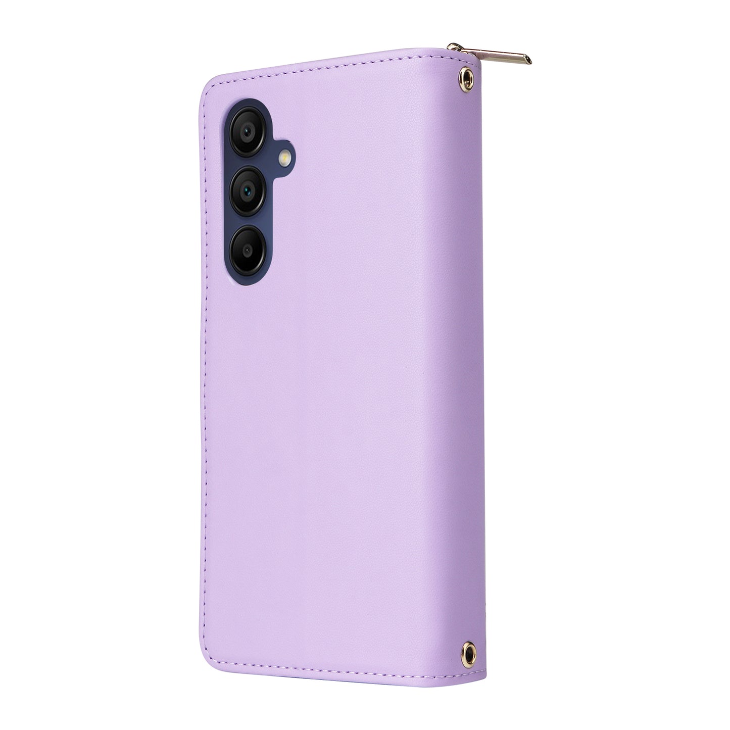 R20 For Samsung Galaxy A16 5G / A16 4G Case Zipper Pocket PU Leather Cover with 9 Card Slots - Light Purple