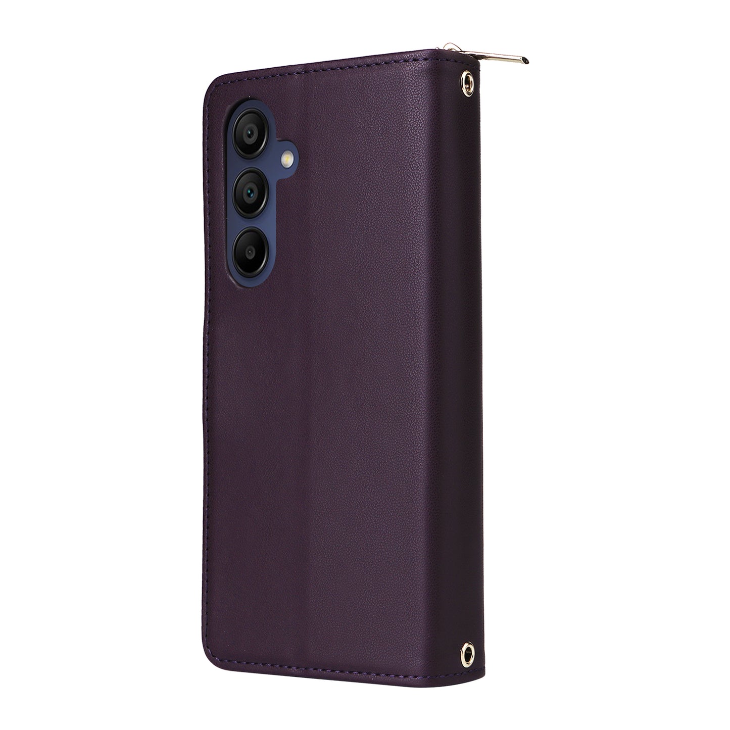 R20 For Samsung Galaxy A16 5G / A16 4G Case Zipper Pocket PU Leather Cover with 9 Card Slots - Dark Purple
