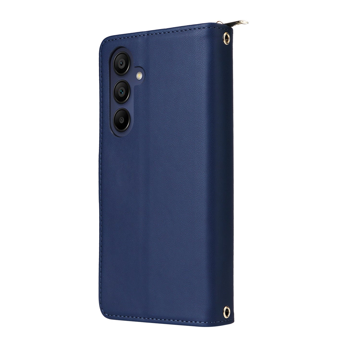 R20 For Samsung Galaxy A16 5G / A16 4G Case Zipper Pocket PU Leather Cover with 9 Card Slots - Blue