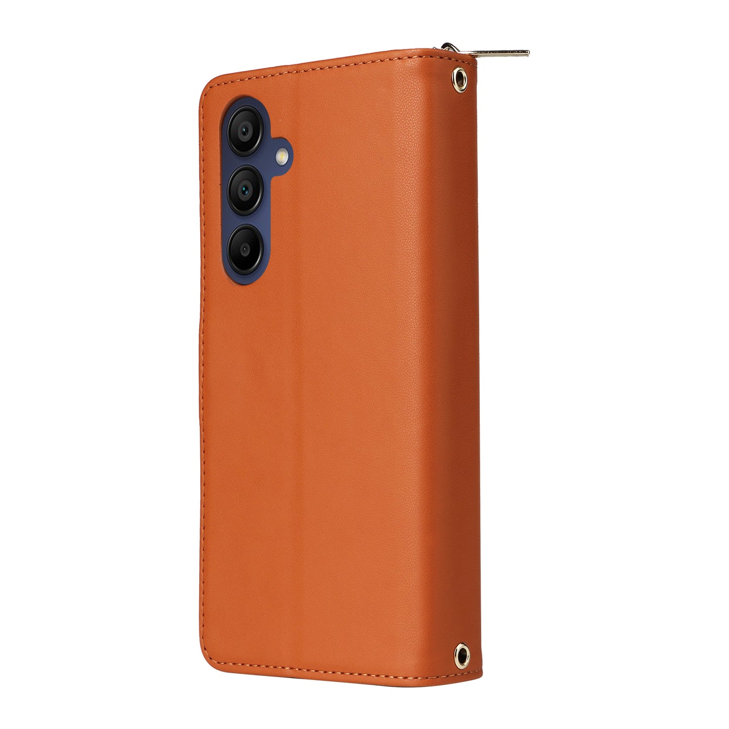 R20 For Samsung Galaxy A16 5G / A16 4G Case Zipper Pocket PU Leather Cover with 9 Card Slots - Brown