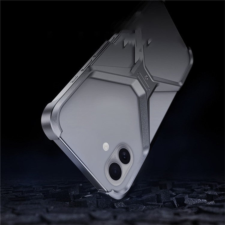 For iPhone 16 Bumper Case No Frame Aluminium Alloy X-Shape Phone Cover - Titanium Gold