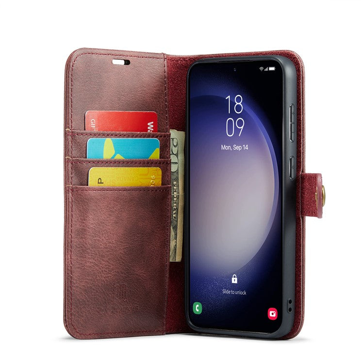 DG.MING for Samsung Galaxy S24 FE Case Detachable Split Leather Phone Cover - Red