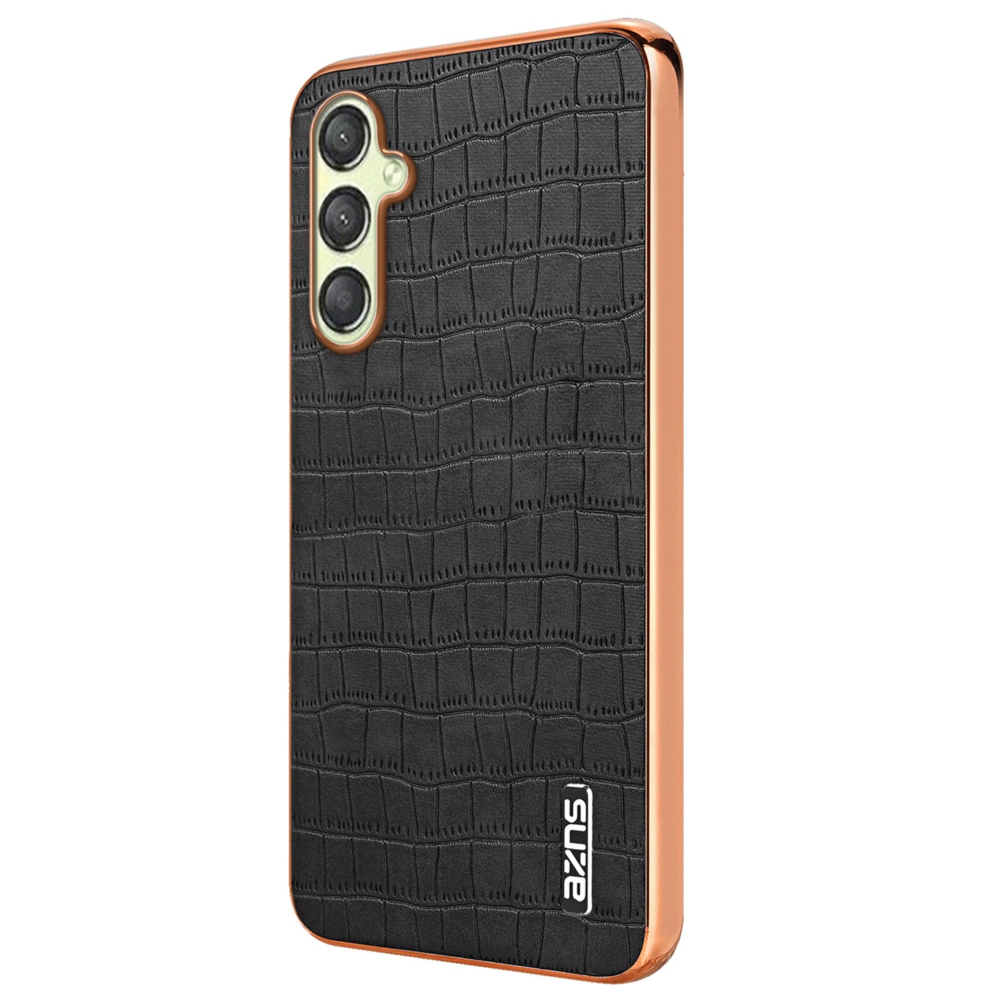 AZNS For Samsung Galaxy A16 5G / A16 4G Case Electroplating Crocodile Texture PU+TPU Phone Cover - Black