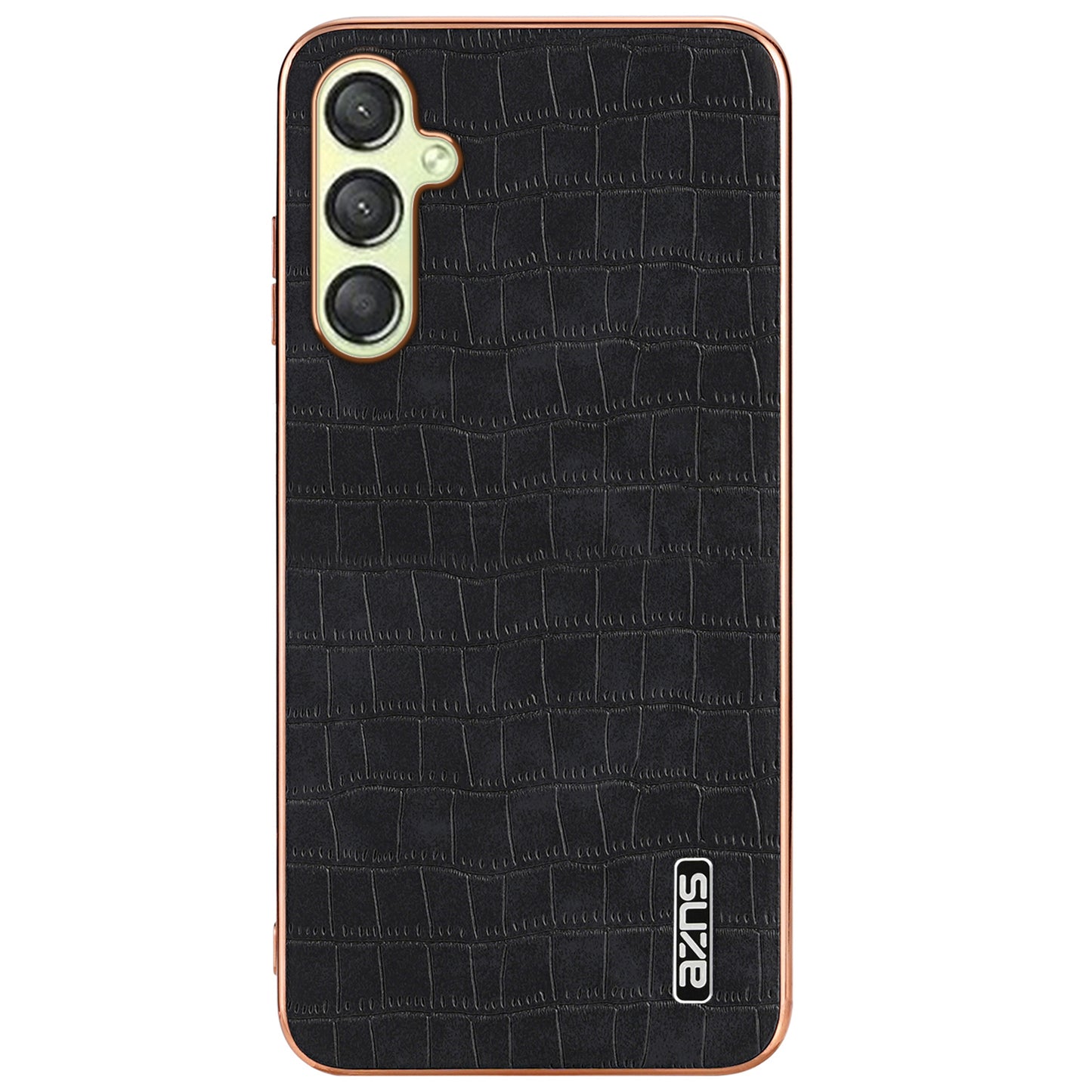 AZNS For Samsung Galaxy A16 5G / A16 4G Case Electroplating Crocodile Texture PU+TPU Phone Cover - Black